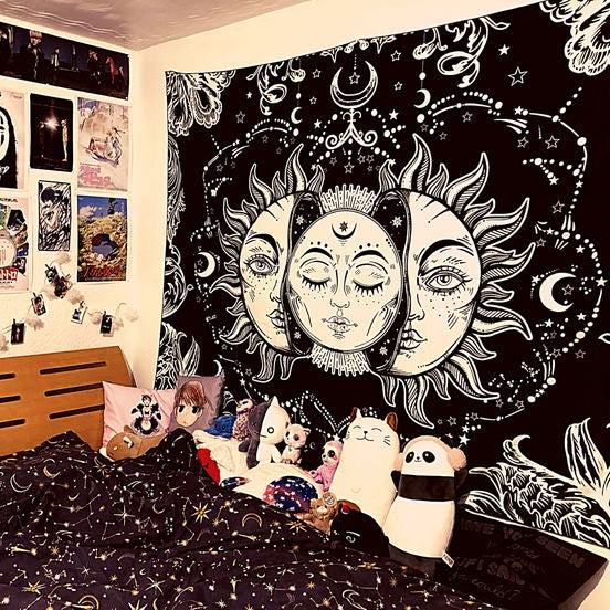 VibeCore Midnight Moon Tapestry On Teen Room Wall