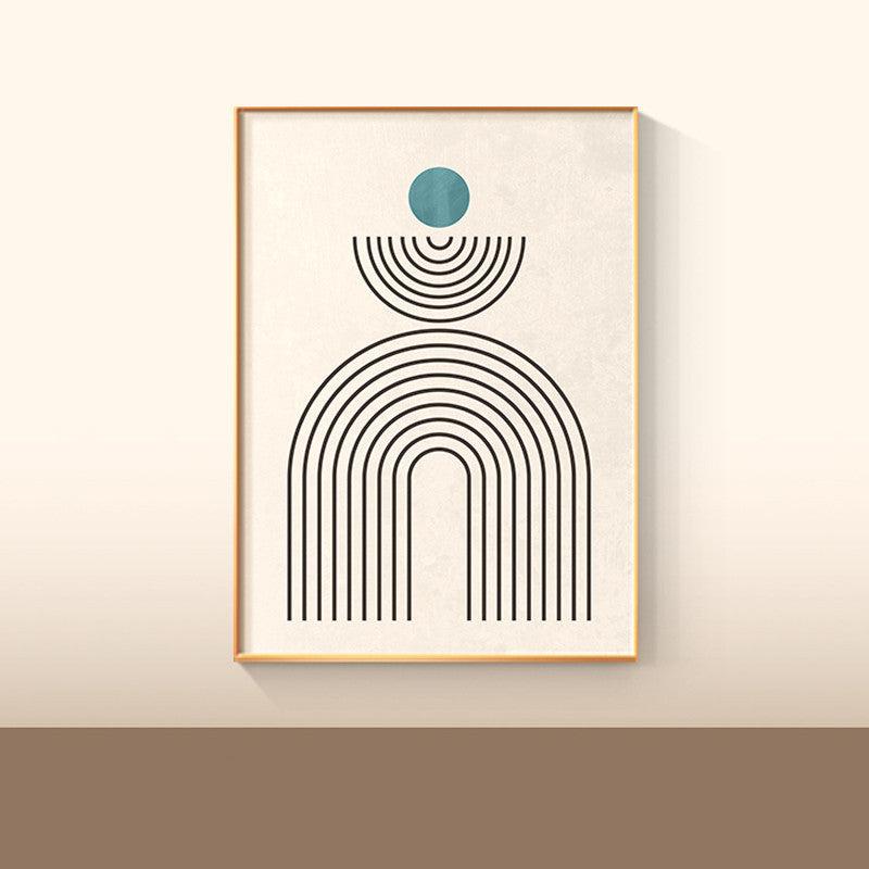 VibeCore Minimalist Geometric Canvas Prints Option E: Black arches in 2 rainbow shapes and turquoise circle