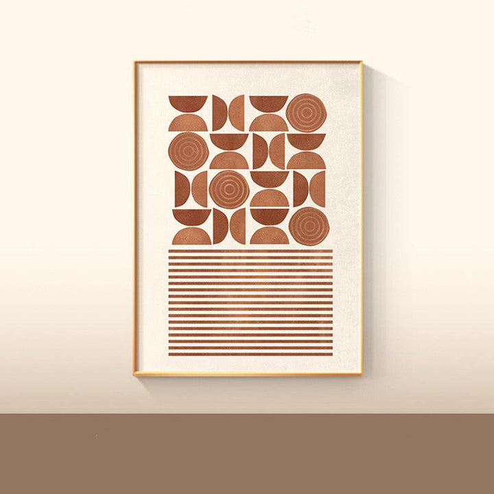VibeCore Minimalist Geometric Canvas Prints Option J: Brown abstract shapes and lines