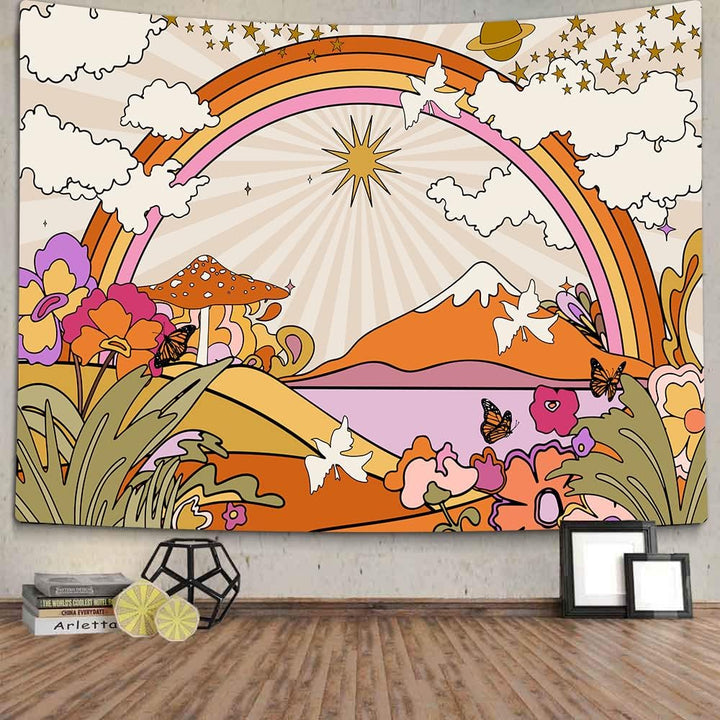 VibeCore Mountain Wonderland Tapestry On Wall Behind Decor