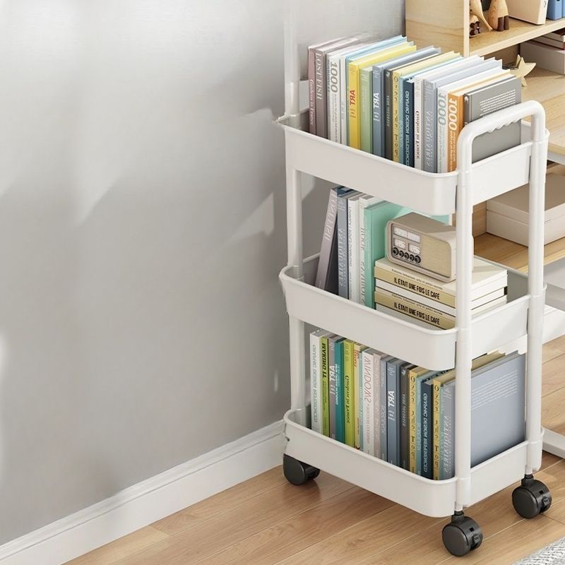 VibeCore Multi-Layer Trolley Rack On Wheels White 3-Tier In Bedroom