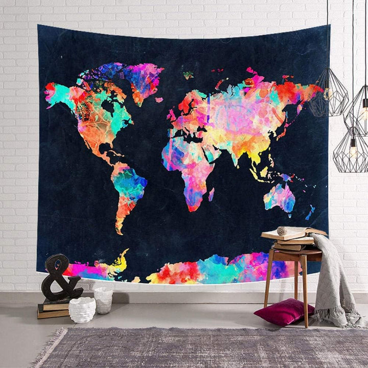 VibeCore Multicolor World Map Tapestry