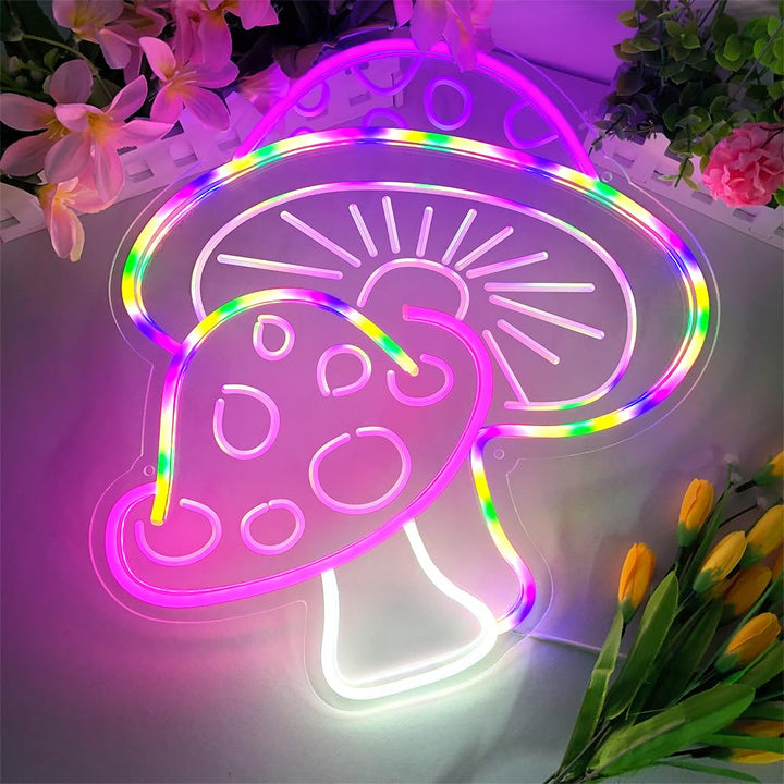 VibeCore Mushroom Neon Light Purple Laying Down