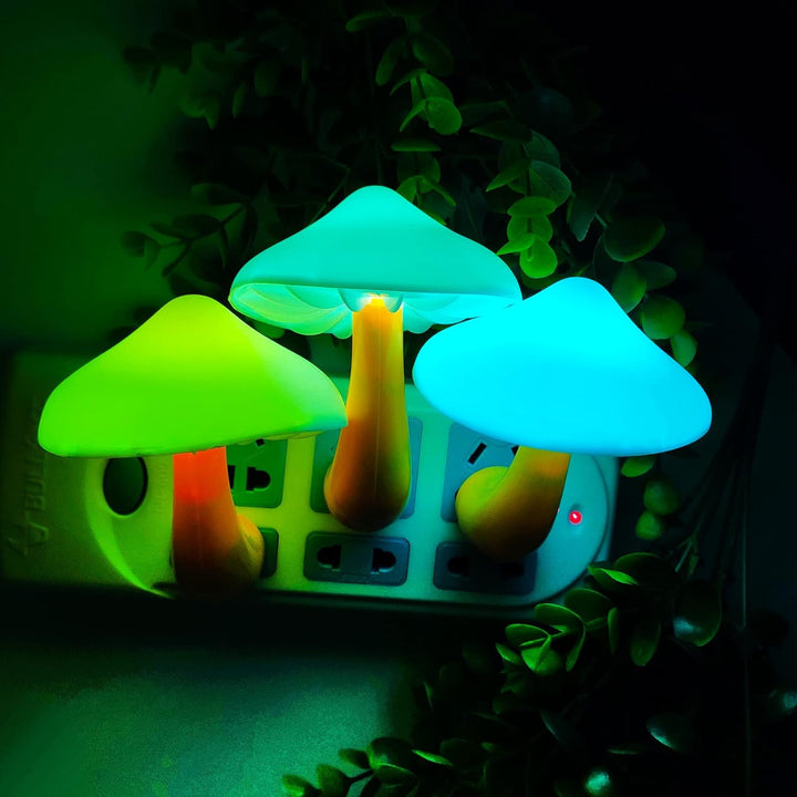 Three lights plugged in, each glowing in different colors (blue, red, and green). Adds a playful and soothing atmosphere to any space with vibrant, soft lighting.