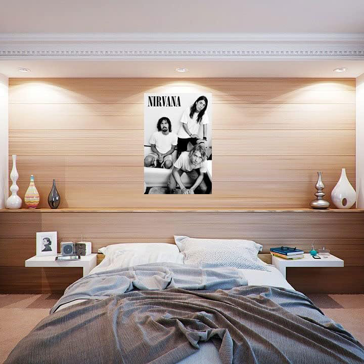 VibeCore Nirvana Canvas Prints Option D On Bedroom Wall
