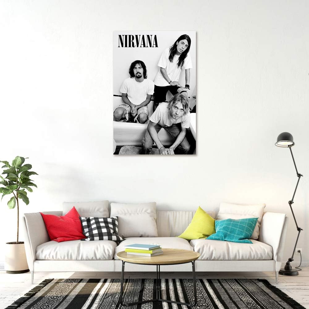 VibeCore Nirvana Canvas Prints Option D On Living Room Wall