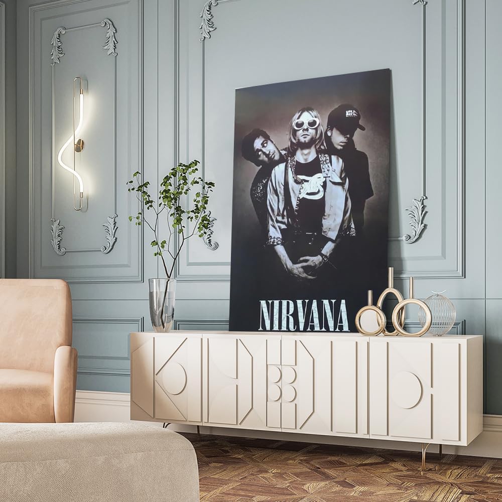VibeCore Nirvana Canvas Prints Option F Framed In Living Room