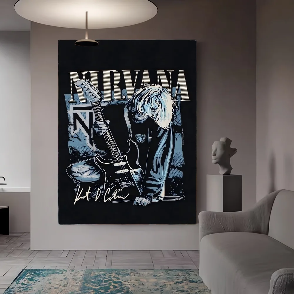 VibeCore Nirvana Canvas Prints Option G Framed On Wall In Living Room
