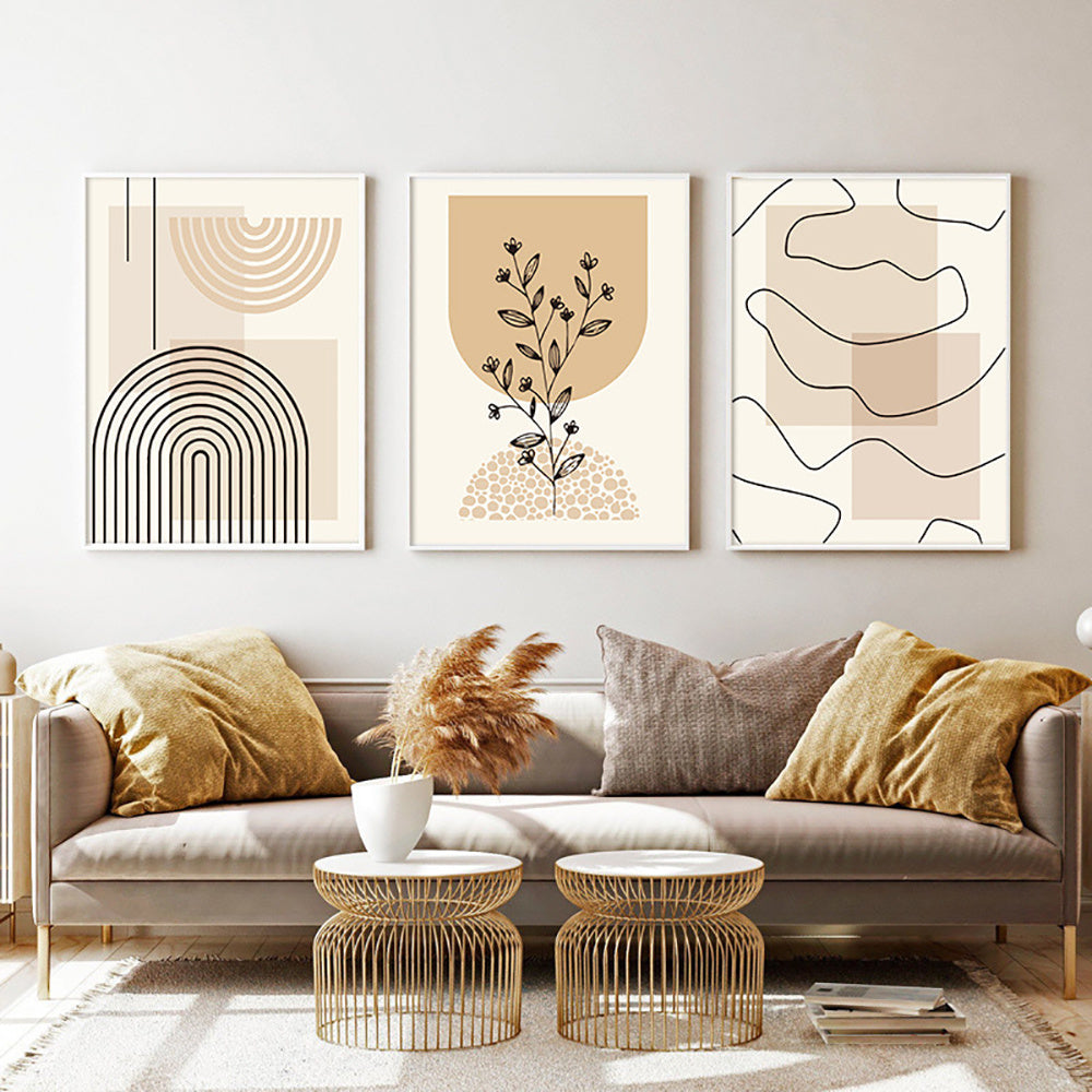 VibeCore Nordic Landscape Canvas Prints Option B C and D Framed On Wall