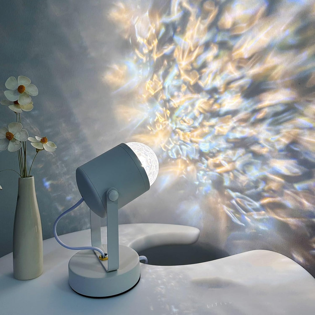 VibeCore Ocean Wave Ripple Light with 16 vibrant colors and multiple modes. Features a 180° rotatable lamp head and convenient remote control for easy customization. Perfect for mood lighting, coastal-inspired decor, and creating a relaxing atmosphere in bedrooms, dorm rooms, and cozy spaces. 