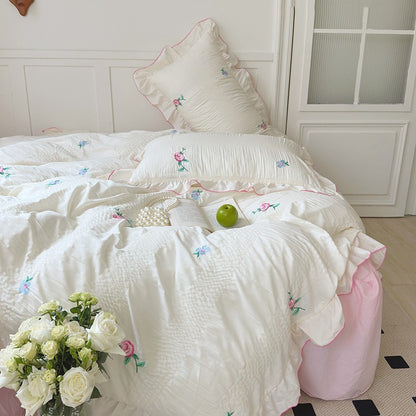 VibeCore Pastel Florals Duvet Cover Set Pink & Blue