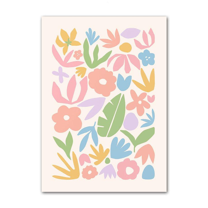 VibeCore Pastel Flowers Canvas Prints Option D: abstract flowers and leaves