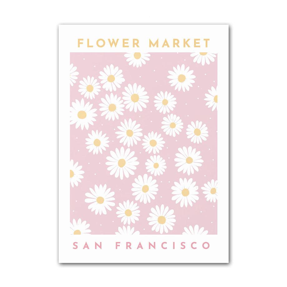 VibeCore Pastel Flowers Canvas Prints Option E: Flower Market San Francisco