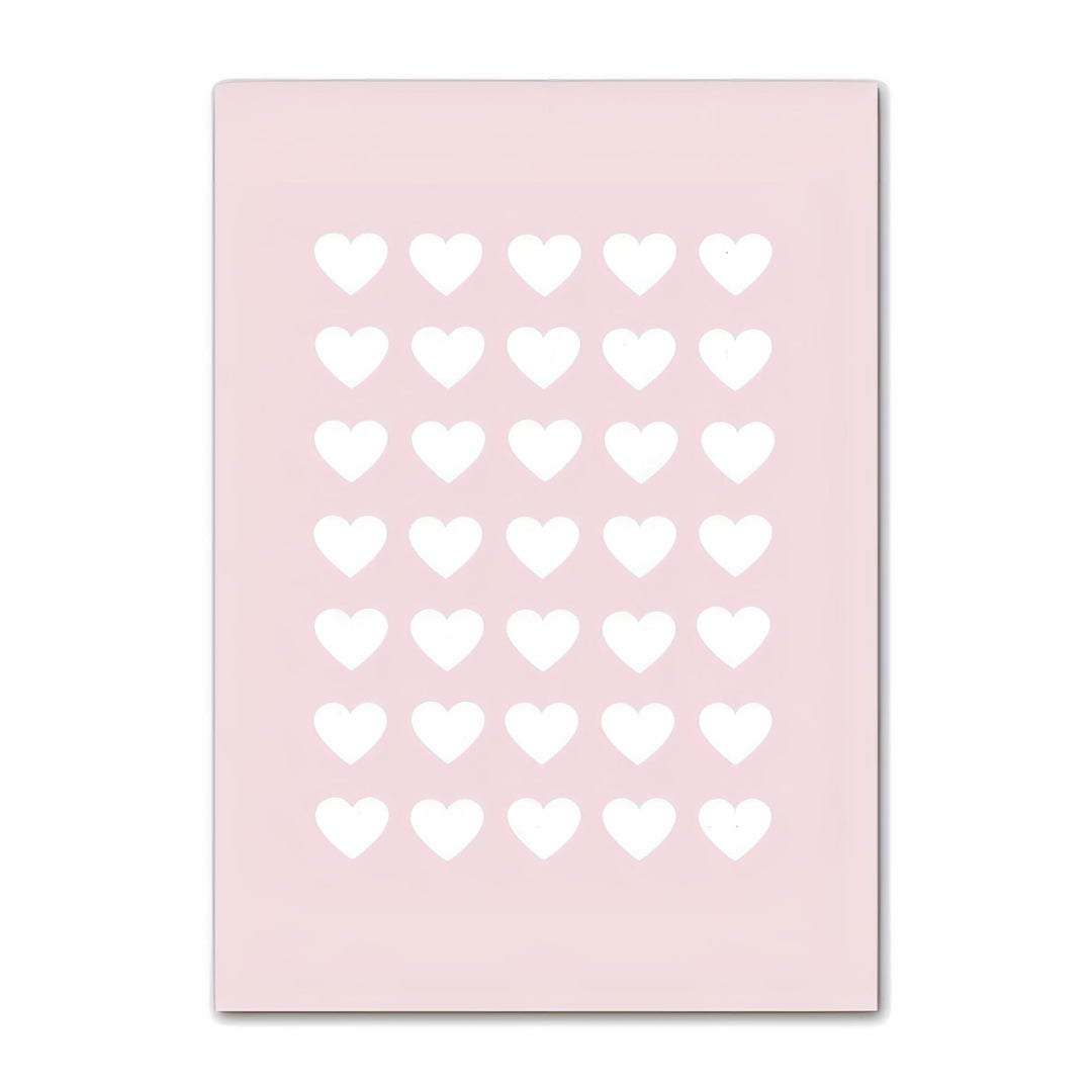VibeCore Pastel Flowers Canvas Prints Option H: White hearts on light pink background