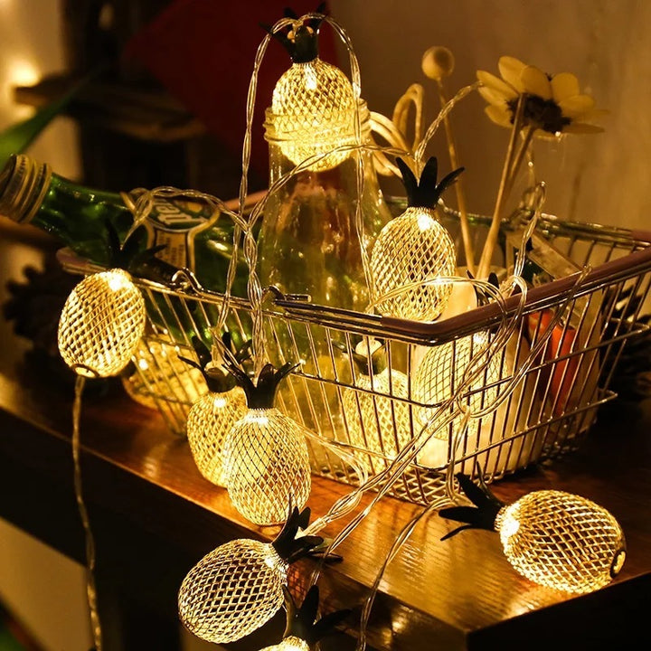 9.8ft LED fairy lights with 20 warm white bulbs, battery-powered for portability. Perfect for adding a cozy, tropical vibe to bedrooms, dorms, or apartments.