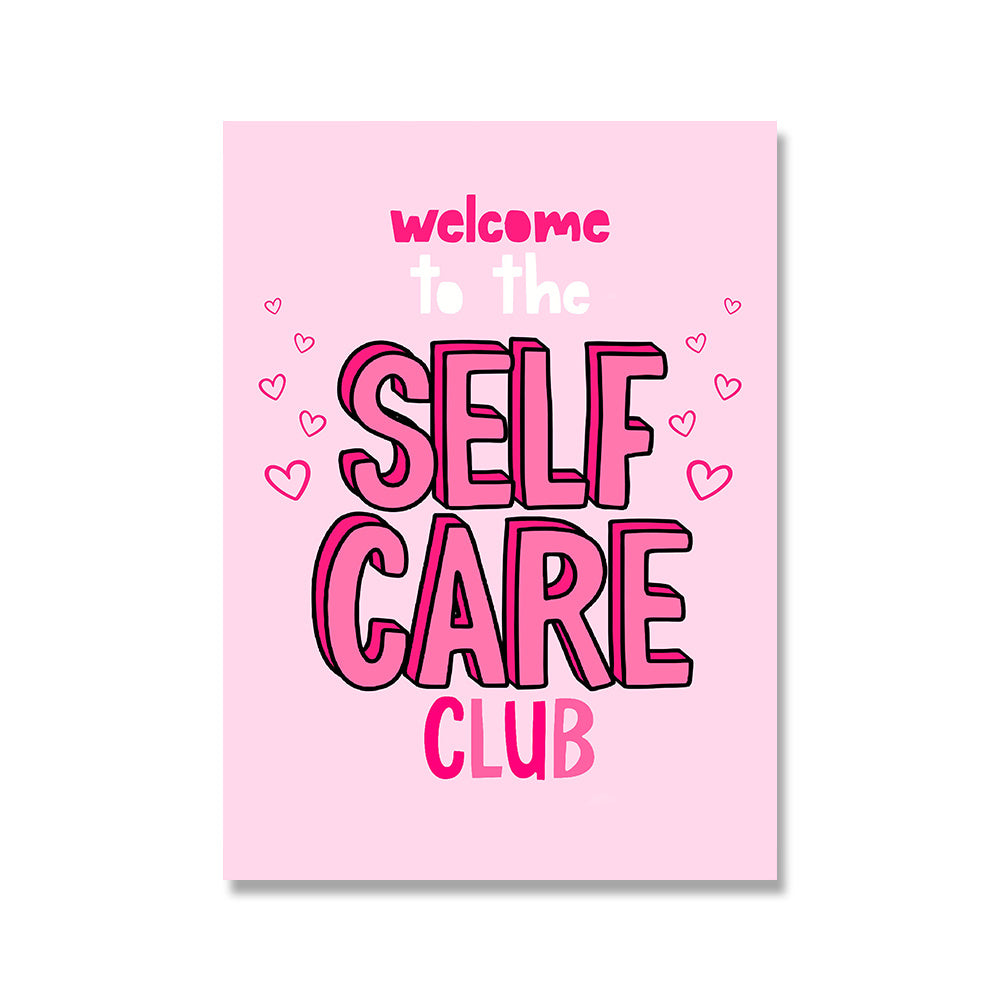 VibeCore Pink Affirmations Canvas Prints Option D Welcome To The Self Care Club