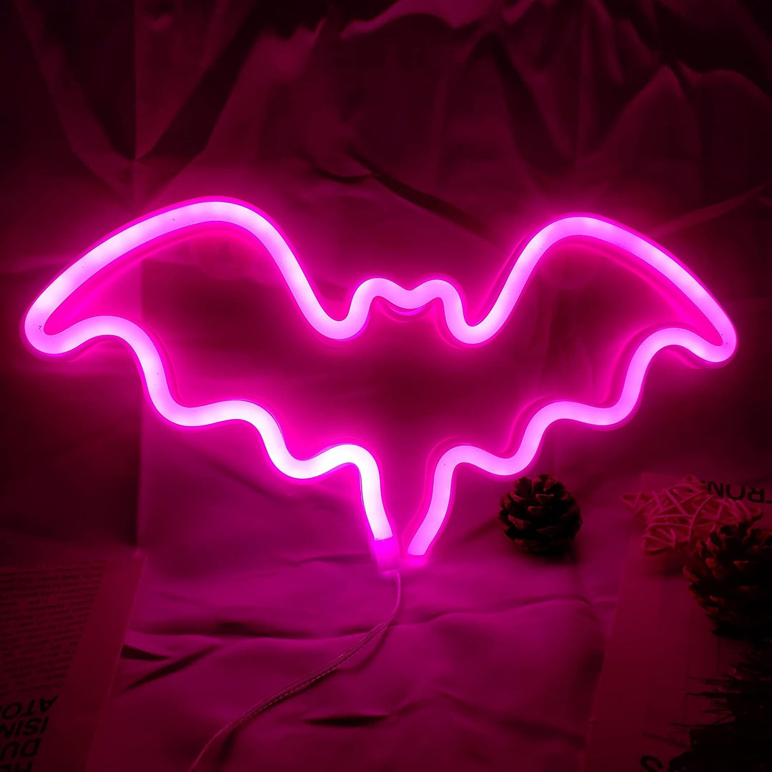 VibeCore Pink Bat Neon Light With Curtain On Back