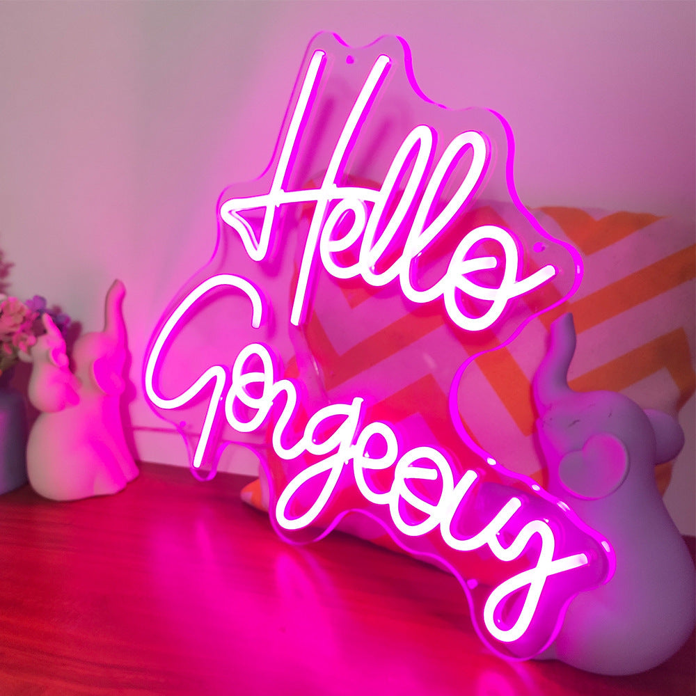VibeCore Pink Hello Gorgeous Neon Light Side View