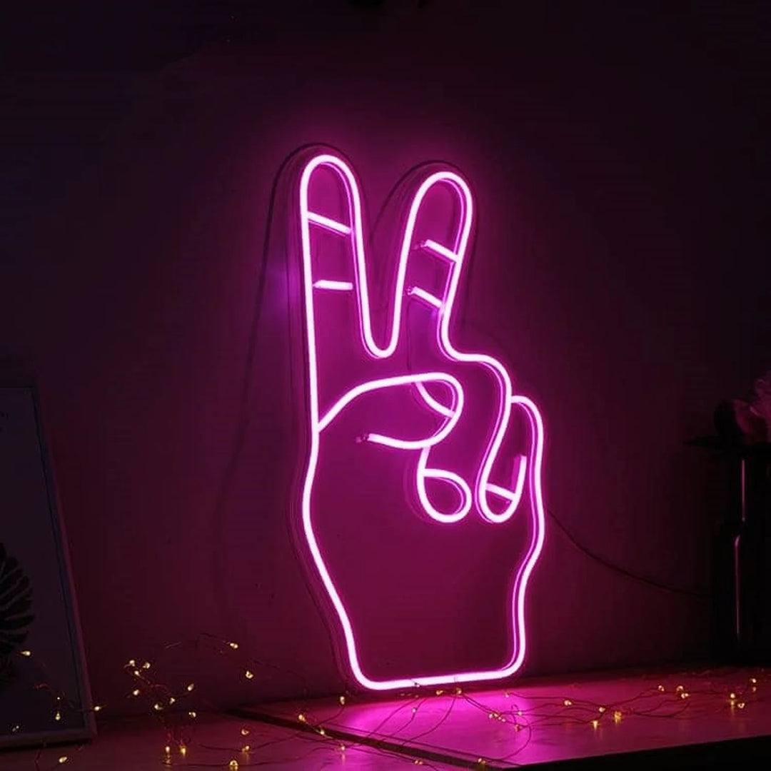 VibeCore Pink Peace Out Neon Light Leaning Against Wall