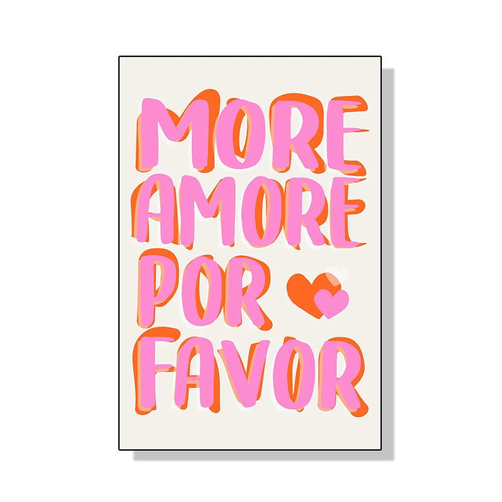 VibeCore Pink Tres Chic Canvas Prints Option D Pink More Amore Por Favor