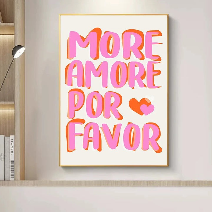 VibeCore Pink Tres Chic Canvas Prints Option D Framed On Wall Pink More Amore Por Favor
