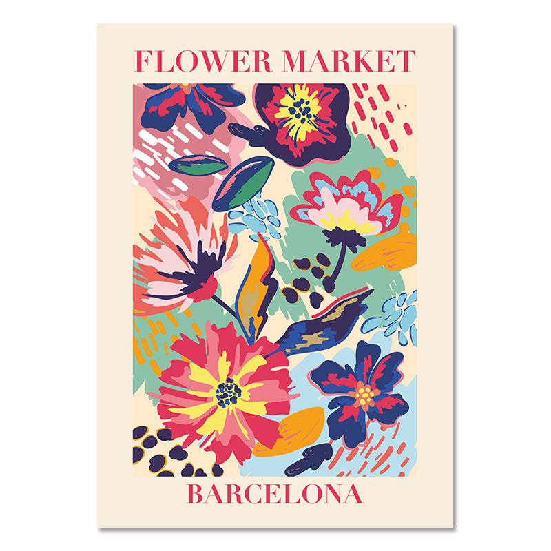 VibeCore Pop & Petals Canvas Prints Option C: Flower Market Barcelona