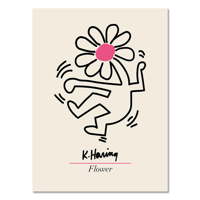 VibeCore Pop & Petals Canvas Prints Option E: K Haring Flower