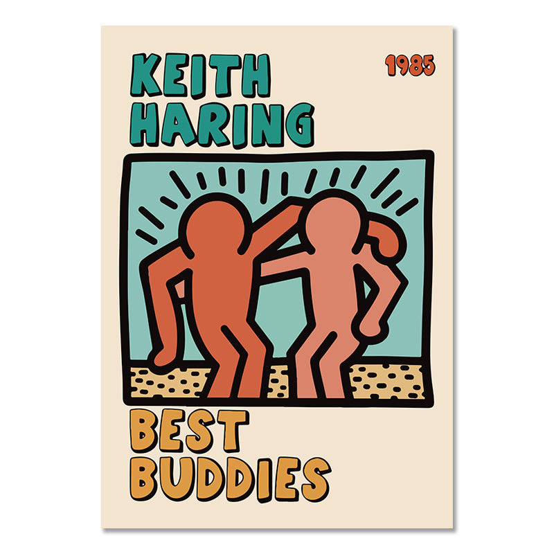 VibeCore Pop & Petals Canvas Prints Option S: Keith Haring Best Buddies 1985