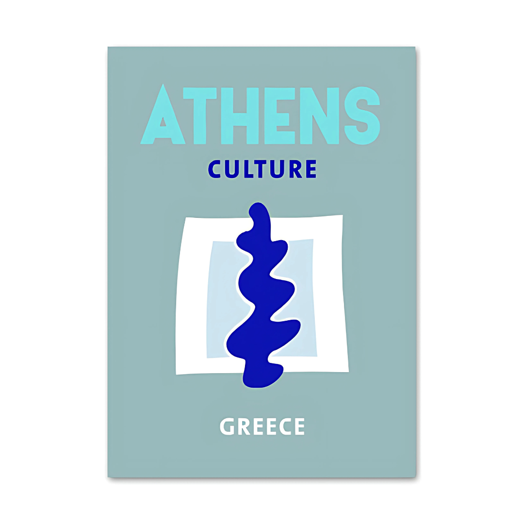 VibeCore Preppy Travel Canvas Poster featuring a turquoise Athens design, highlighting the iconic beauty and rich history of Athens. This vibrant print adds a touch of Greek elegance and wanderlust to your space. Printed on premium cotton canvas with a semigloss finish for lasting vibrancy and timeless style.