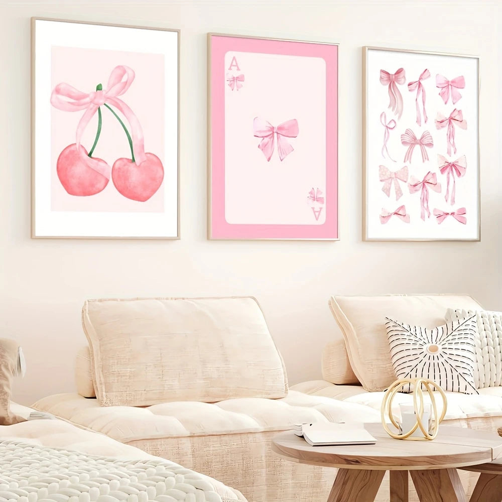 VibeCore Pretty In Pink Ribbons Canvas Prints