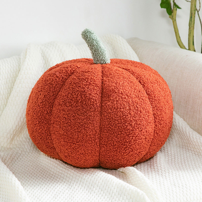 VibeCore Pumpkin Throw Pillow in red, featuring a cozy pumpkin-shaped design made from soft teddy velvet and filled with PP cotton for plush comfort. A bold and stylish accent to bring autumn vibes and seasonal charm to your space.