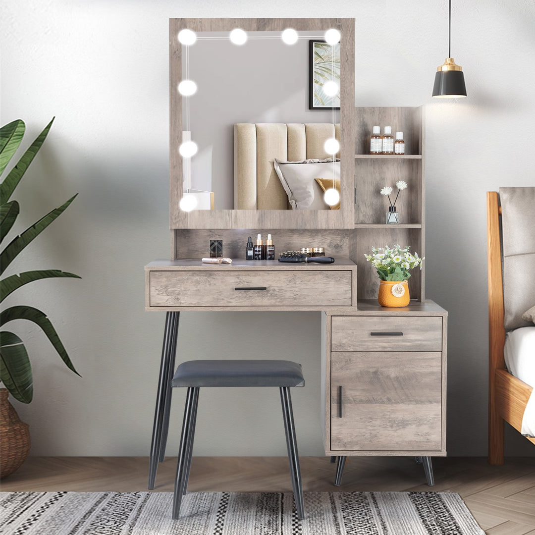 VibeCore RHEA Hollywood Lights Makeup Vanity + Stool