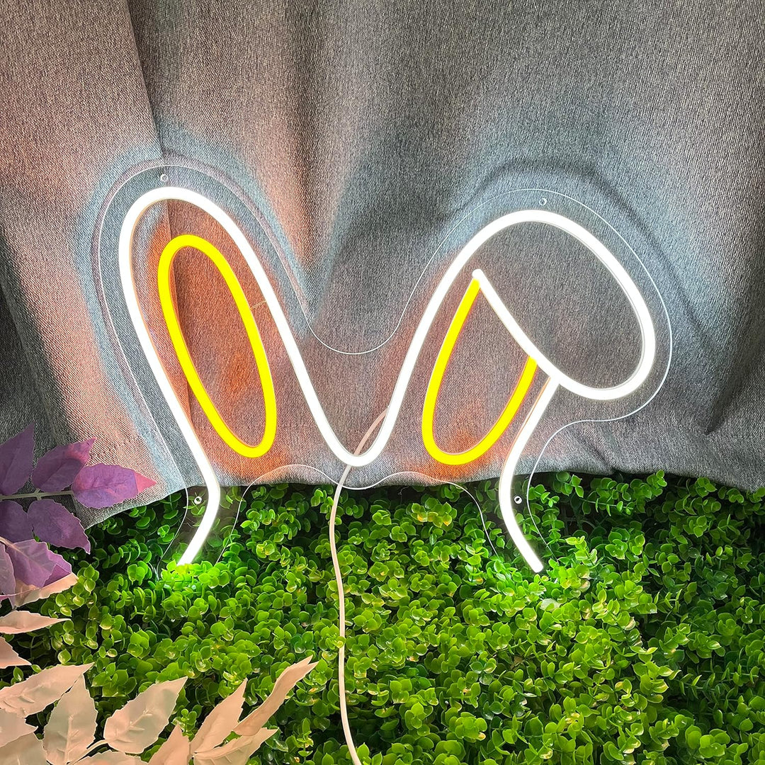 VibeCore Rabbit Ears Neon Sign On Boxwood
