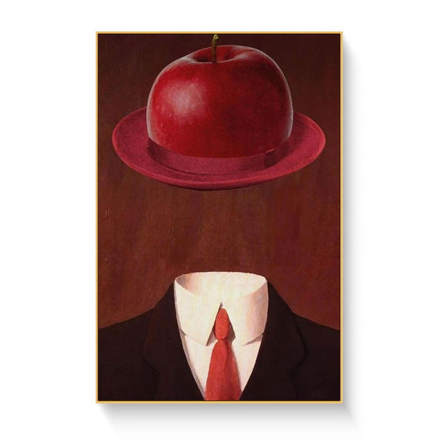VibeCore Rene Magritte Canvas Prints Option G: Headless man with a red apple as a hat