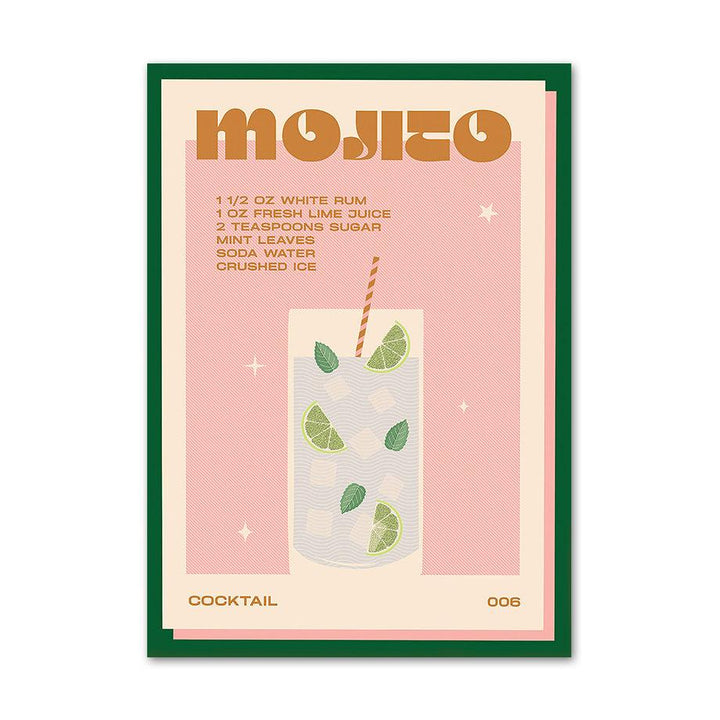 VibeCore Retro Cocktail Canvas Prints Option F: Mojito