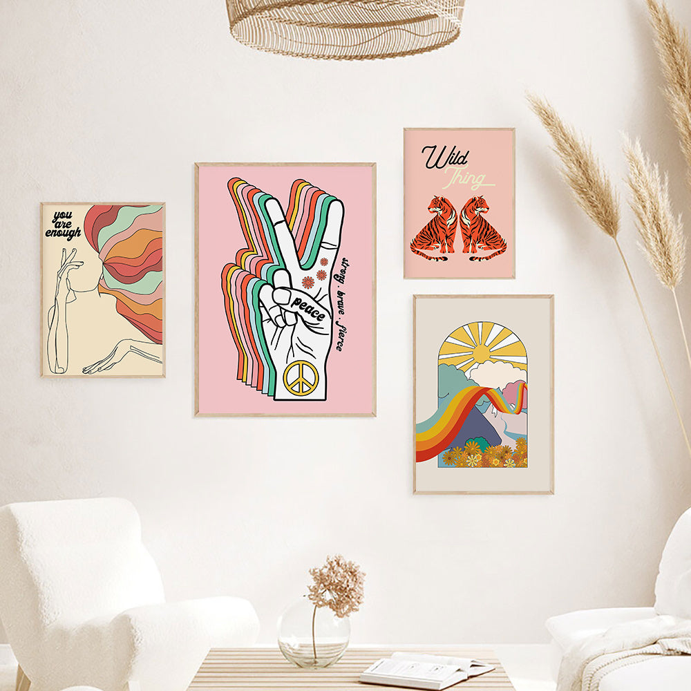 VibeCore Retro Color Canvas Prints Framed On Wall