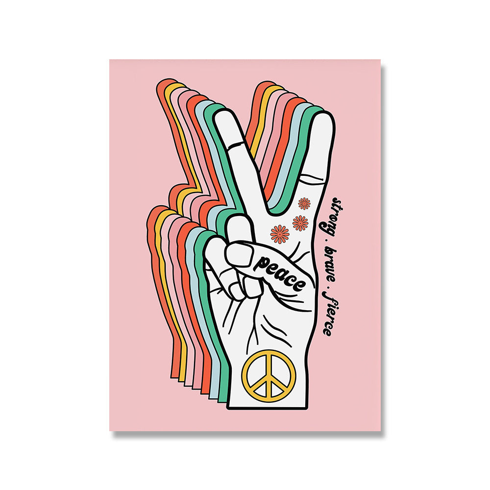 VibeCore Retro Color Canvas Prints Option C: Peace sign peace strong brave fierce