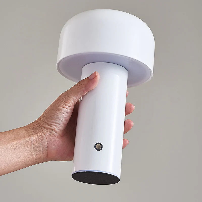 VibeCore Retro Metal Mushroom Table Lamp in white, with a sleek mushroom design and durable metal body, perfect for modern and minimalist decor.