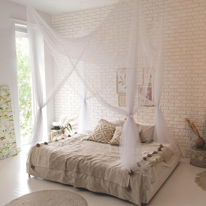 VibeCore Royal Bed Canopy White Above Bed