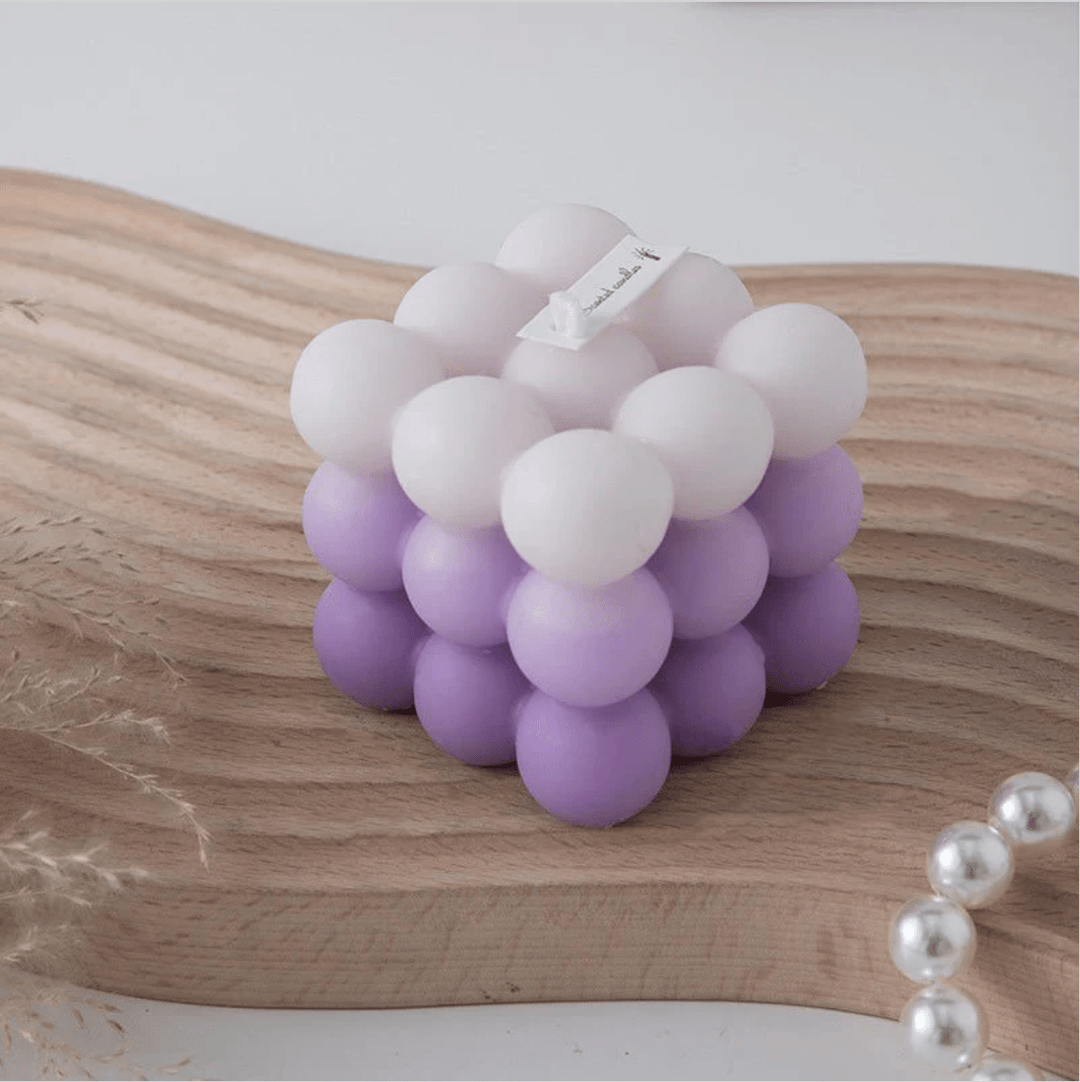Scented Gradient Bubble Cube Candle Lilac with soft gradient color
