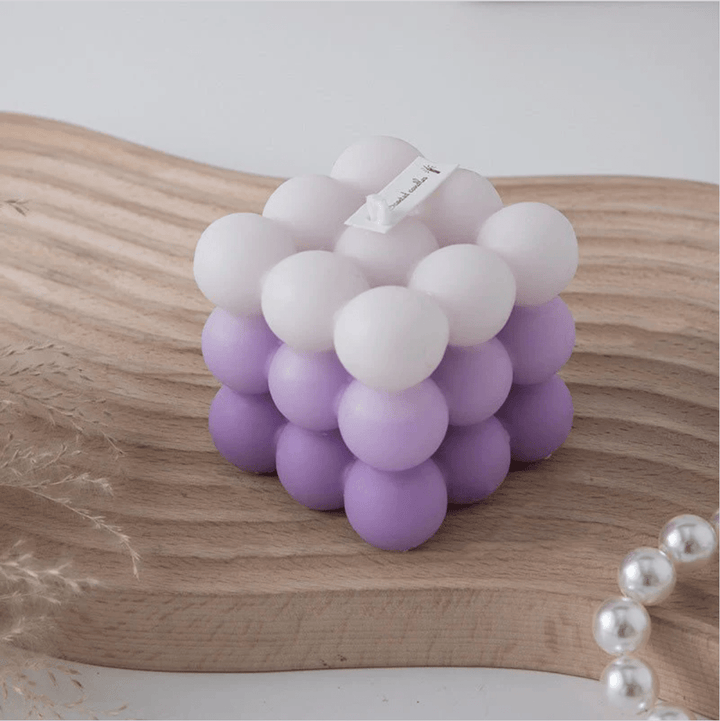 Scented Gradient Bubble Cube Candle Lilac with soft gradient color