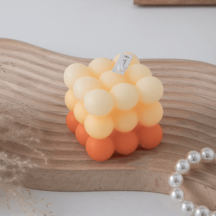 Scented Gradient Bubble Cube Candle Orange with vibrant gradient color