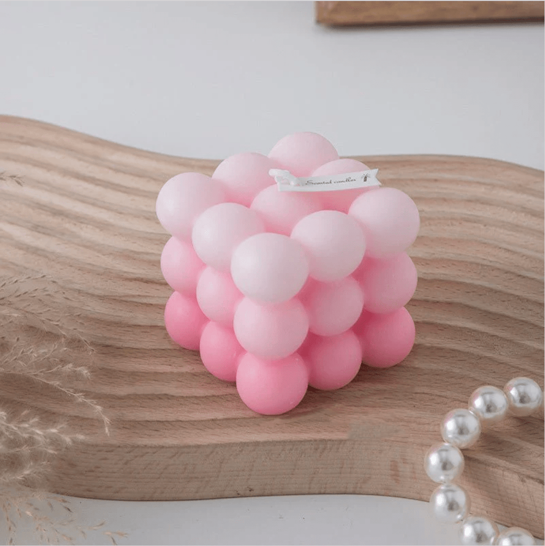 Scented Gradient Bubble Cube Candle Pink with soft gradient color