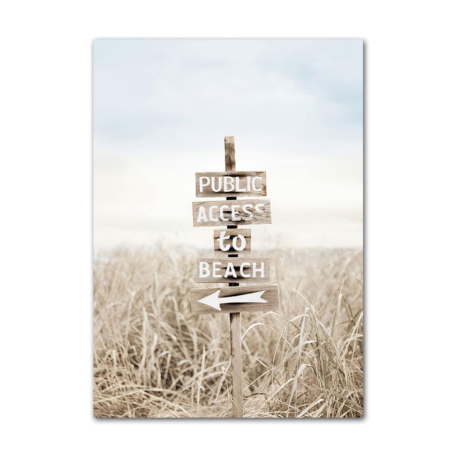 VibeCore Sea Life Canvas Prints Option C: Sign saying Public Access to Beach