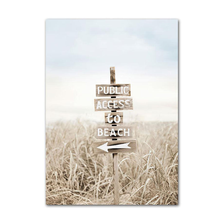 VibeCore Sea Life Canvas Prints Option C: Sign saying Public Access to Beach