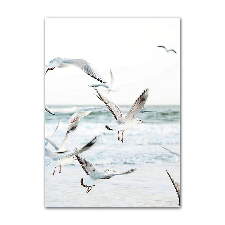 VibeCore Sea Life Canvas Prints Option D: Seagulls flying on beach