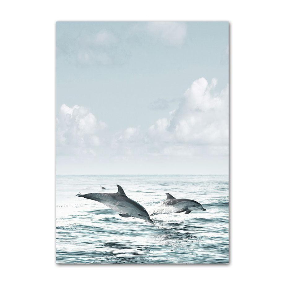 VibeCore Sea Life Canvas Prints Option H: Dolphins jumping and swimming in ocean
