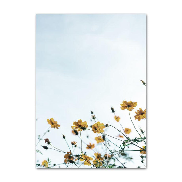 VibeCore Sea Life Canvas Prints Option J: Top view of yellow flowers with clear blue sky