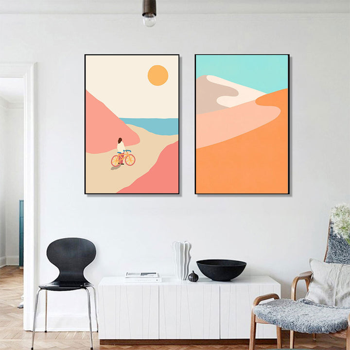 VibeCore Simple Landscape Canvas Prints Option A and B Framed On Wall