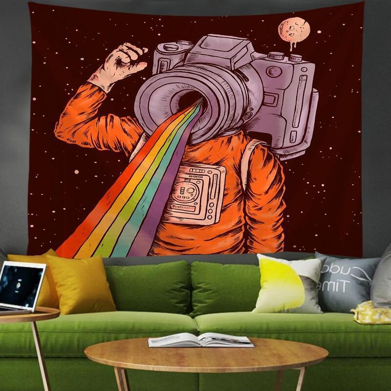 VibeCore Space Oddity Tapestry Behind Couch